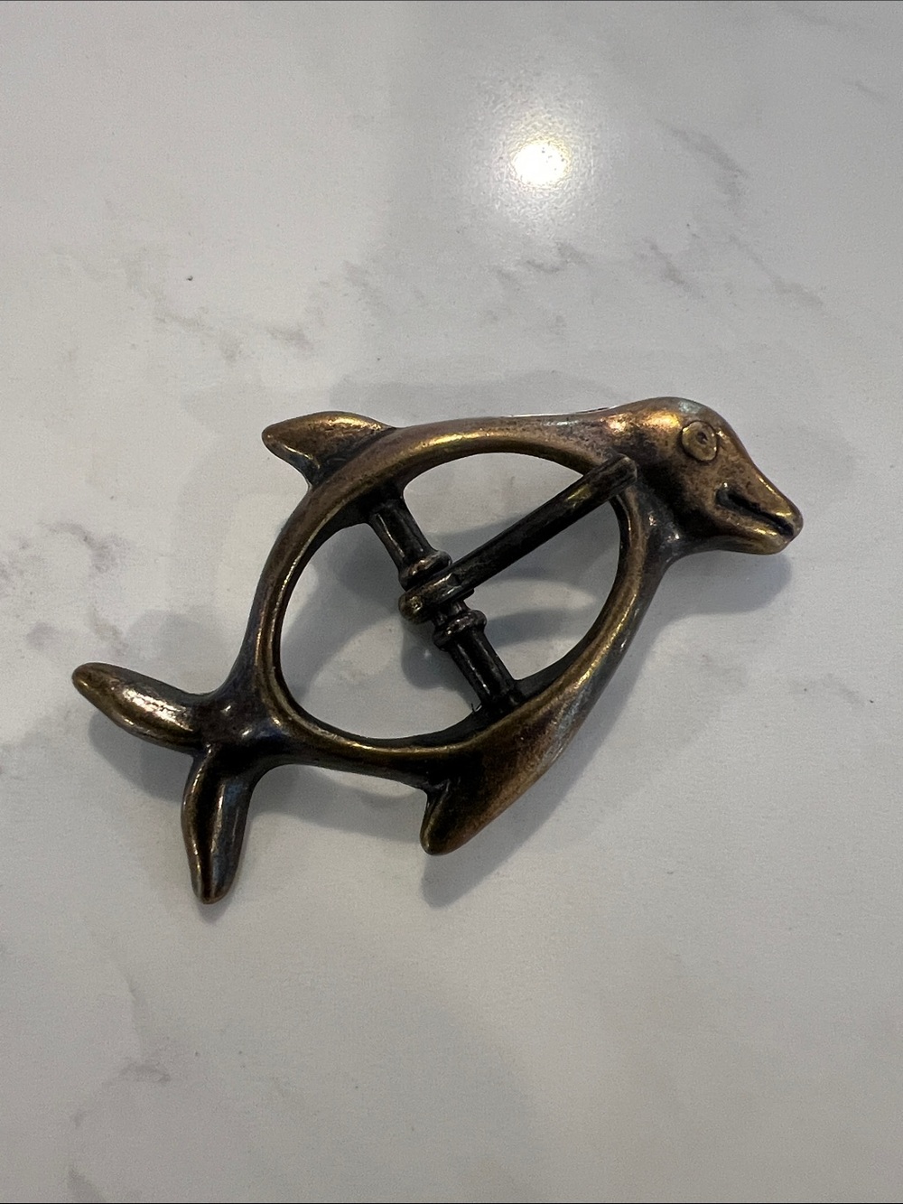 Vintage Brass Dolphin Belt Buckle